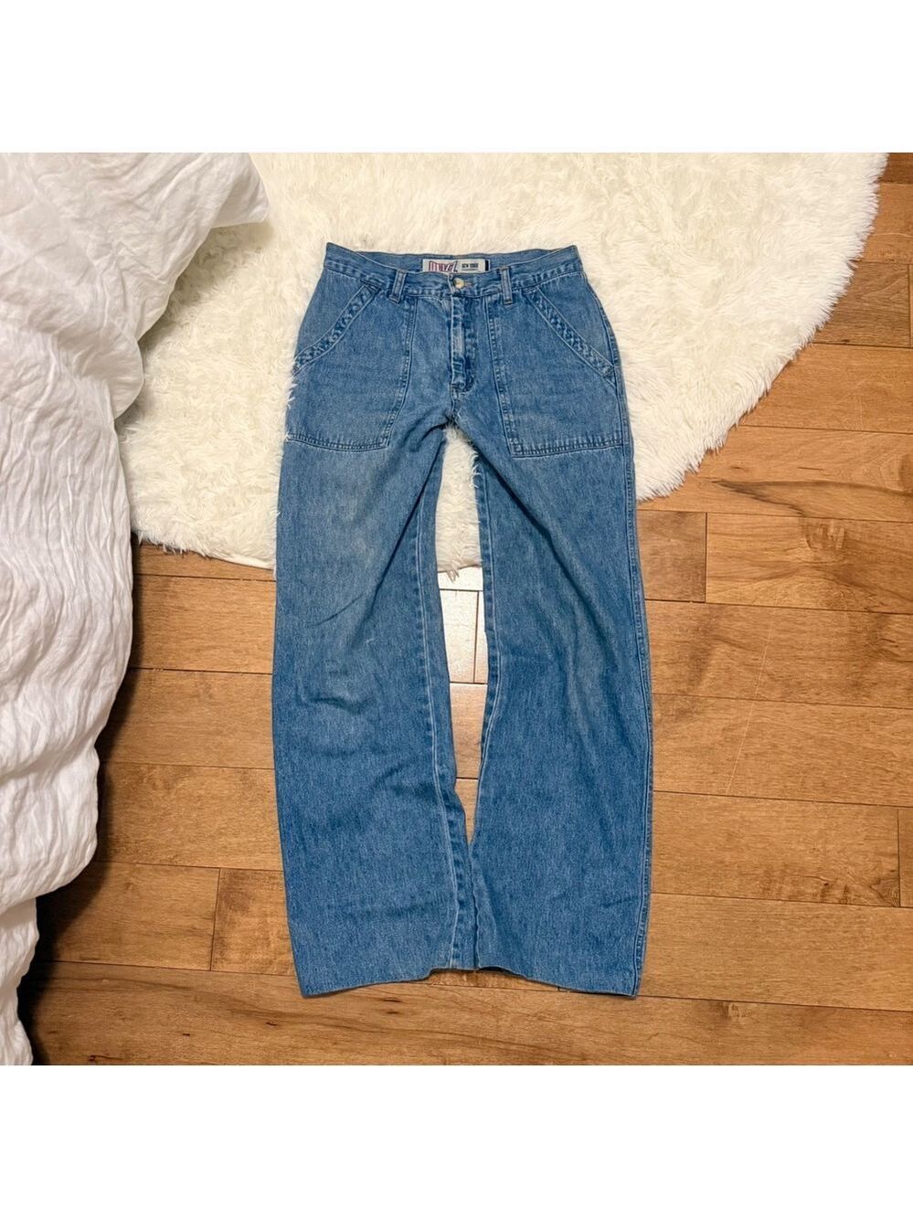 Vintage Quizz New York Wide Leg Carpenter Jeans Baggy Skater Blue Denim Size 5/6